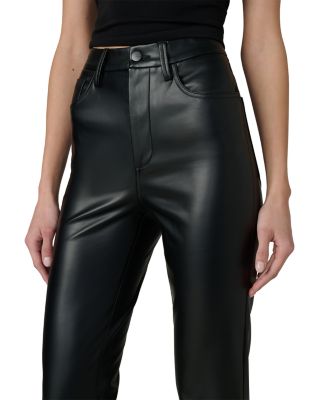 The Lyra Slim Faux Leather Jeans in Black