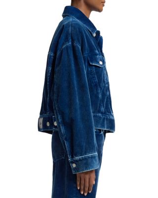 Oli Oversized Fit Cropped Corduroy Trucker Jacket in Oxnard