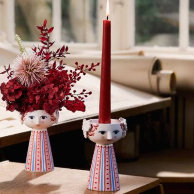 Eva Dusty Red Candle Holder 