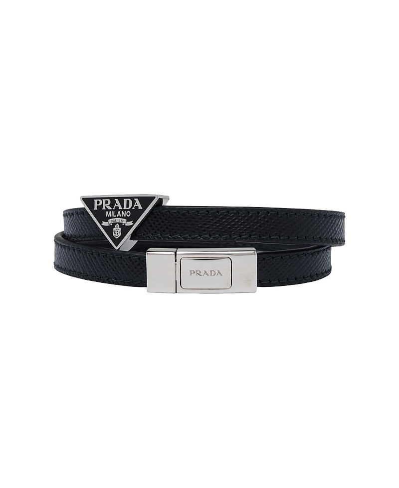 Prada Saffiano Leather Bracelet In Black