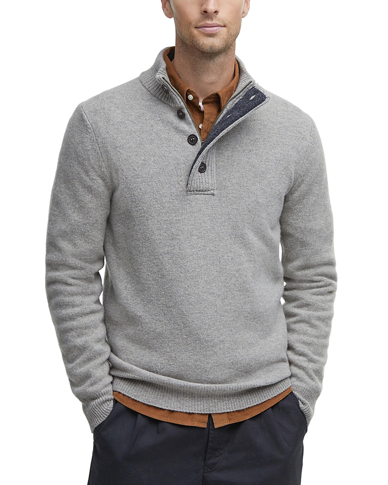 Barbour Elbow Patch Mock Neck Sweater In Gray