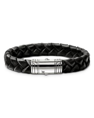 Men&#39;s Sterling Silver &amp; Braided Leather Bracelet