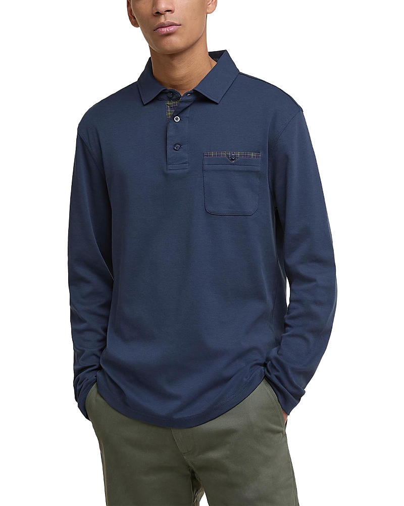 Barbour Long Sleeve Cornpatch Polo Shirt In Blue