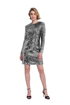 Long Sleeve Sequin Shift Dress