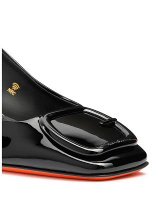  Women's Patent Leather Mid-Heel Slingback Pumps