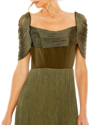 Short Sleeve Fringe Detailed Midi Dress