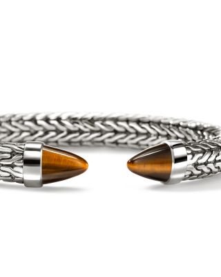 Men's Sterling Silver Tiger Eye Spear 50 Flex Cuff
