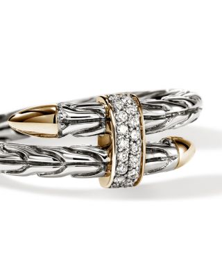 Sterling Silver & 14K Yellow Gold Diamond Spear Ring, 0.08 tcw