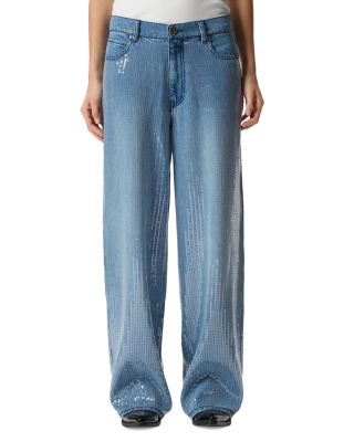 Lauryn Loose Clear Sequin Jeans in Mid Wash