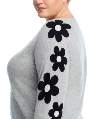 100% Cashmere Floral Sleeve Sweater - Exclusive