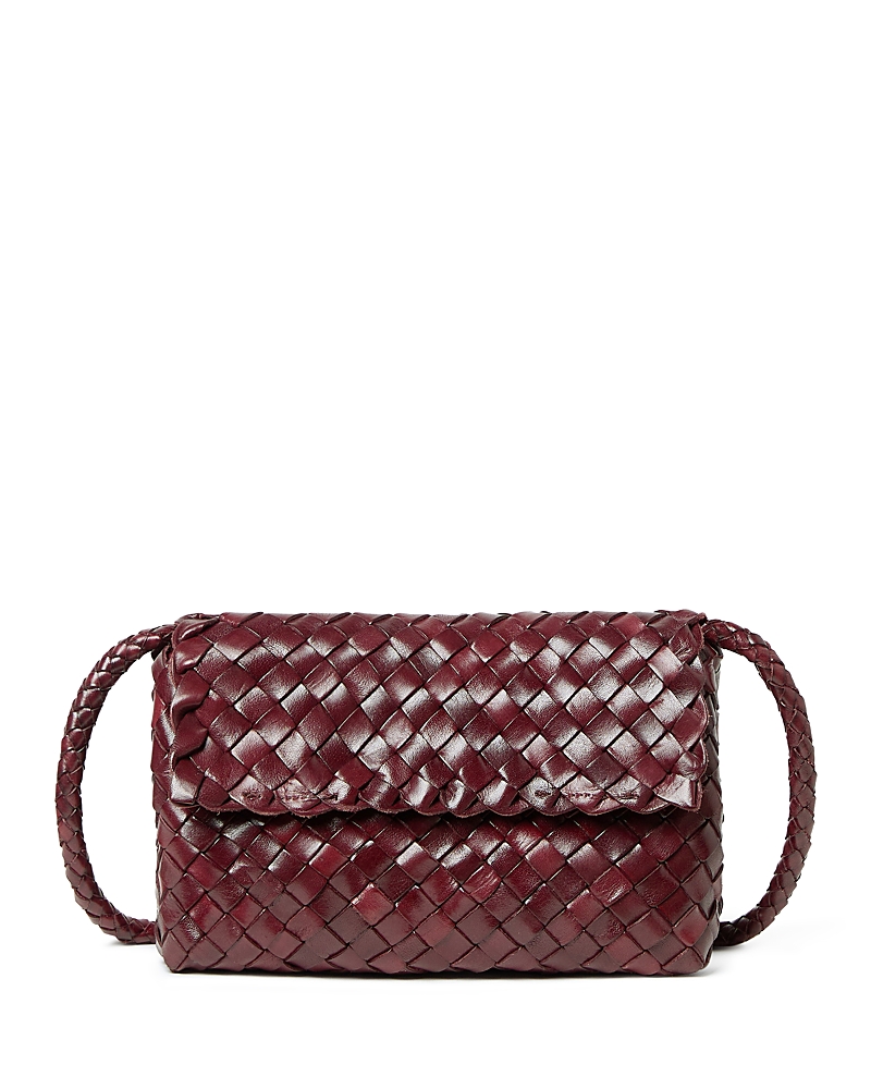 Loeffler Randall Vinnie Mini Woven Leather Crossbody In Burgundy