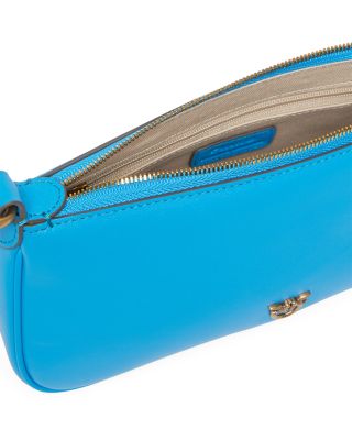 Leather Half Moon Baguette Shoulder Bag