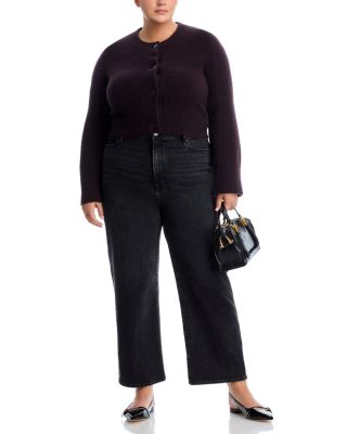 100% Cashmere Cropped Wide Sleeve Crewneck Cardigan - Exclusive