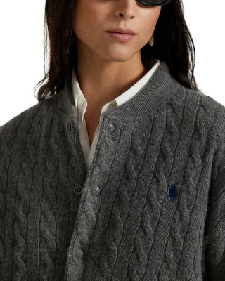 Cable Knit Wool Cashmere Bomber Jacket