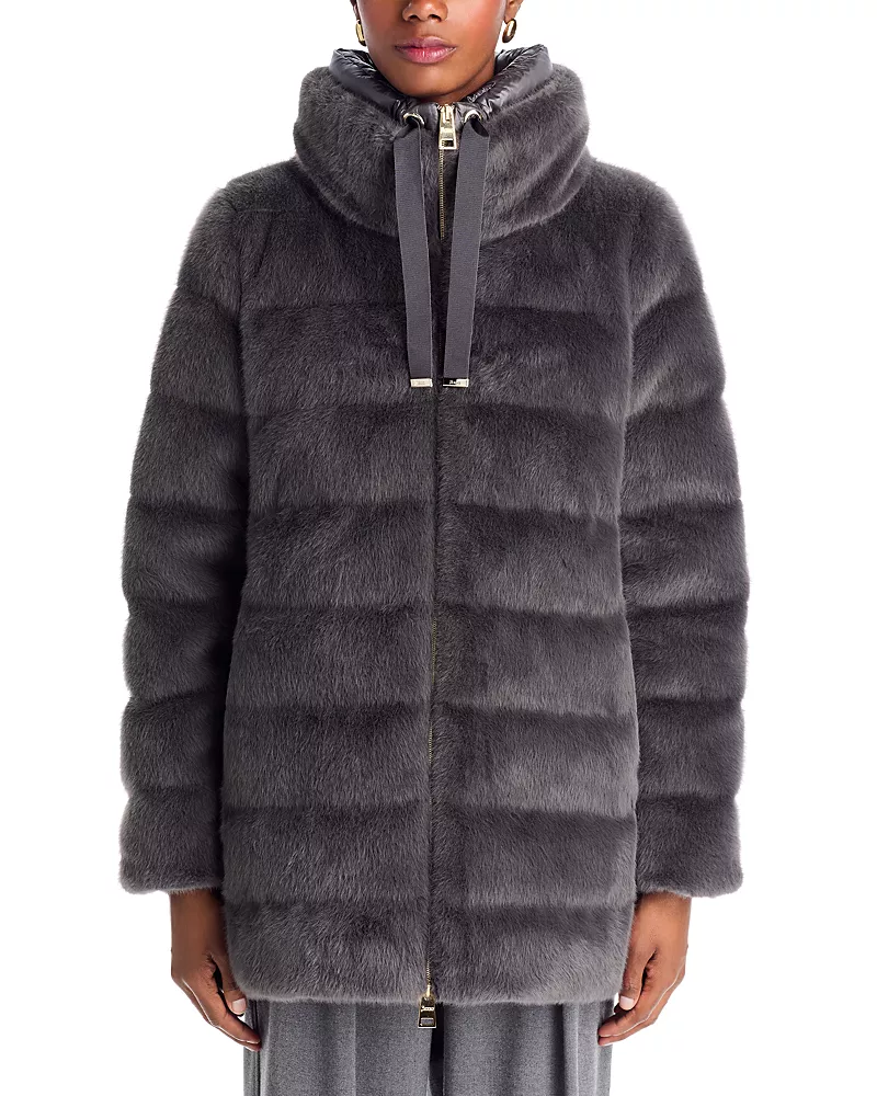 Herno Lady Alternative Faux Fur A Line Coat