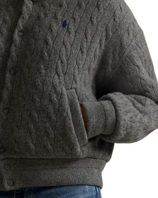 Cable Knit Wool Cashmere Bomber Jacket