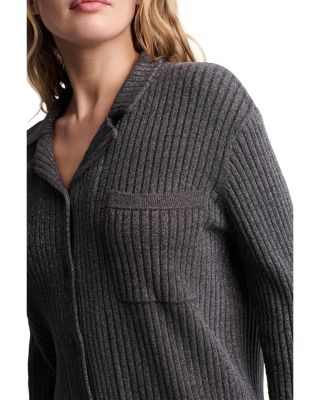 CozyChic Ultra Lite Lurex Rib Button Front Shirt