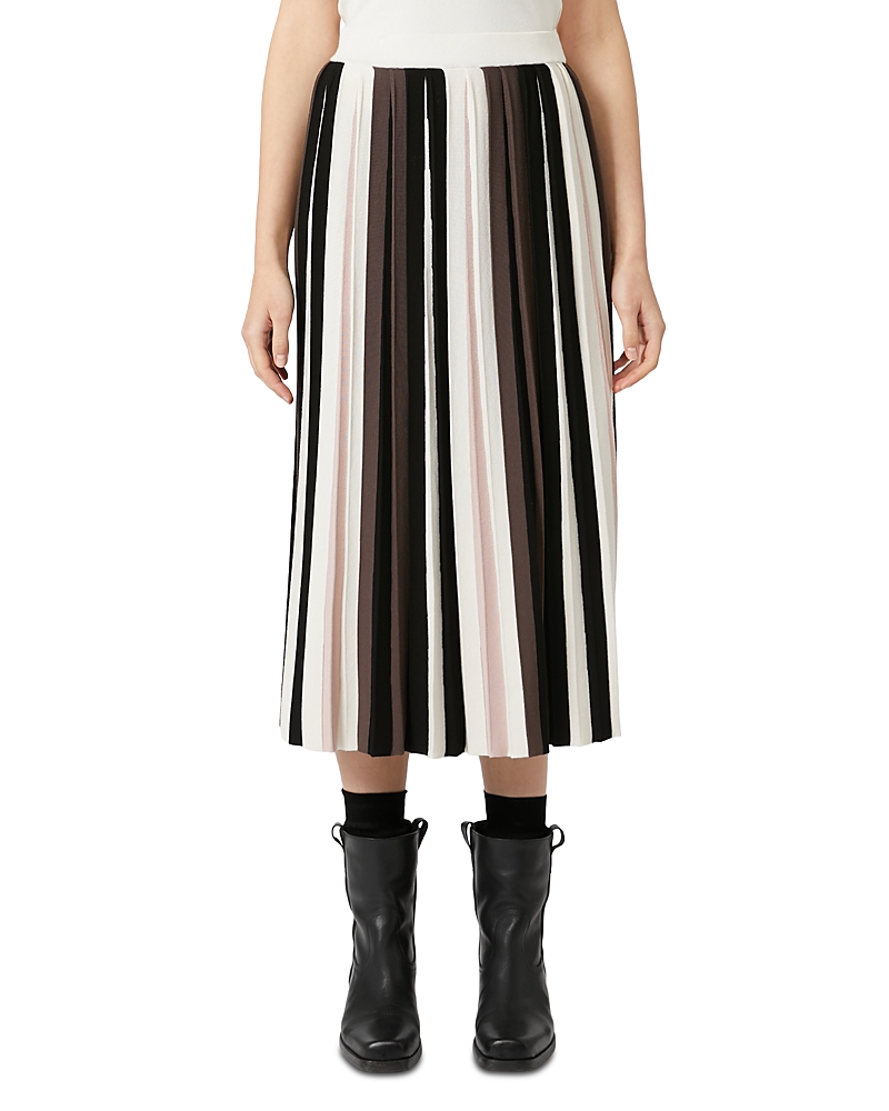 Weekend Max Mara Pleiadi Multicolor Pleated Striped Skirt In Multi