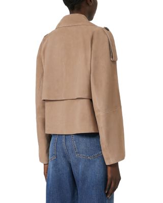 Maga Suede Leather Short Trench Coat