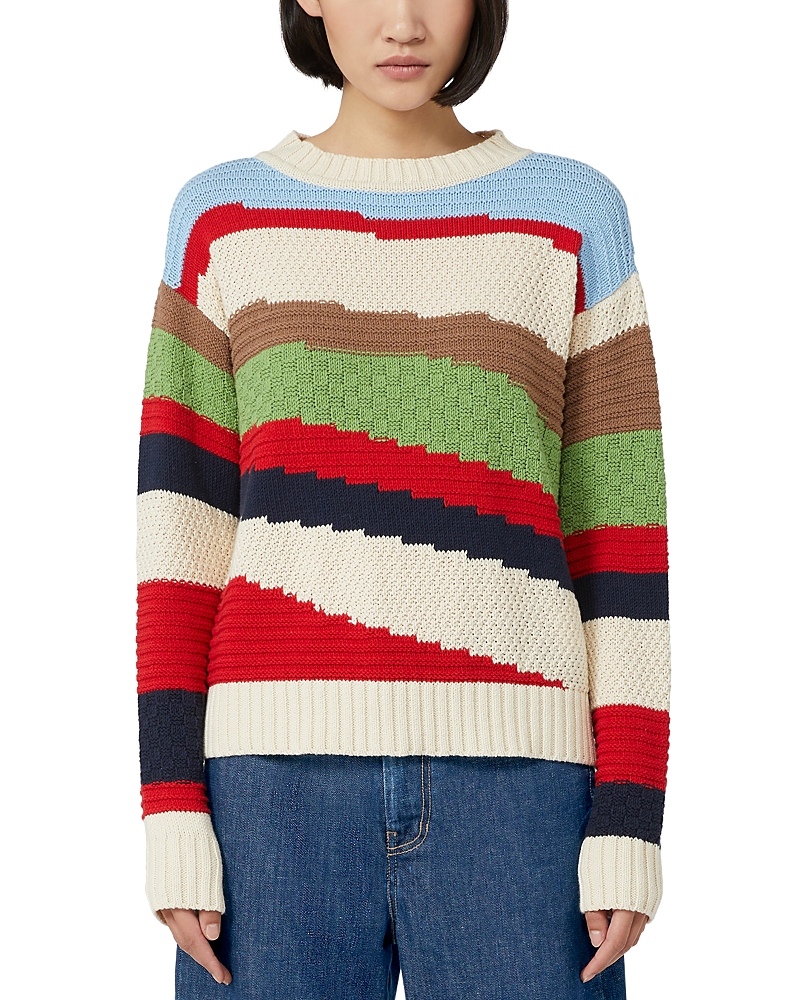 Weekend Max Mara Striped Crew Neck Knit Sweater In Multi