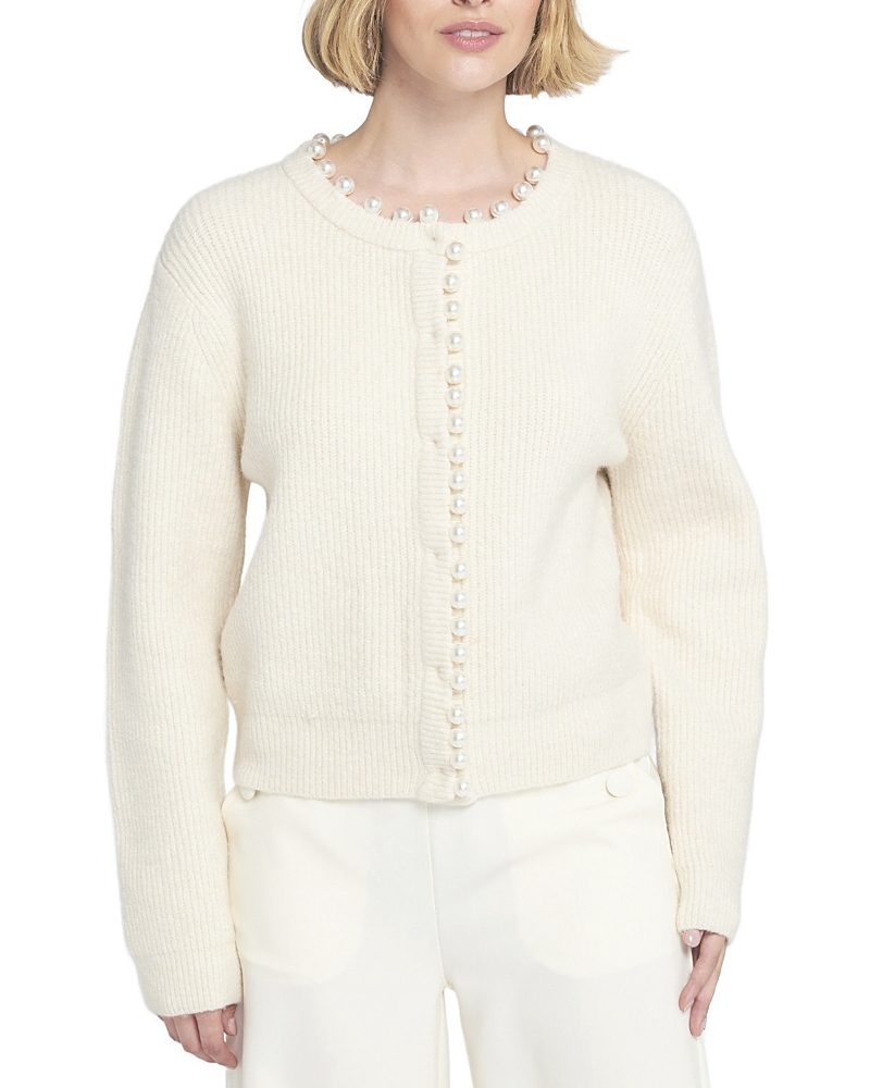 Elle Collection Beaded Cardigan In Neutral