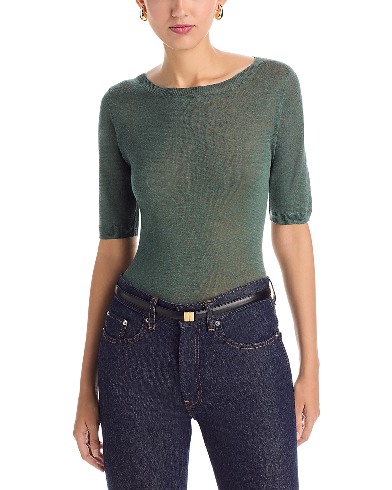 Majestic Filatures Linen Boat Neck Top