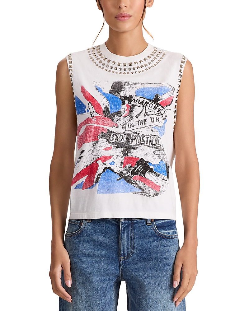 Alice And Olivia Micah Embellished Muscle Tee In White