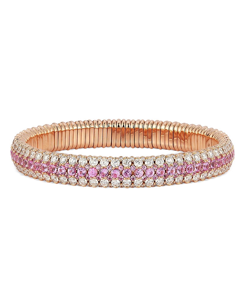 Roberto Demeglio 18k Rose Gold Giotto Pink Sapphire & Diamond Multirow Stretch Bracelet In Gold