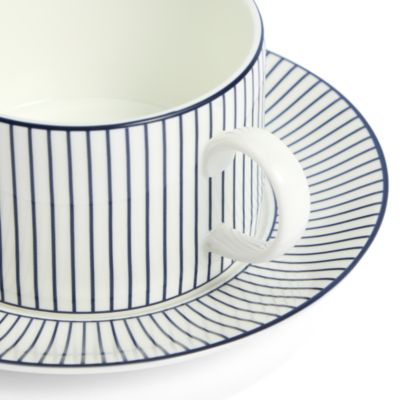 GIO 7.4 oz. Teacup & Saucer Set, Pinstripe White