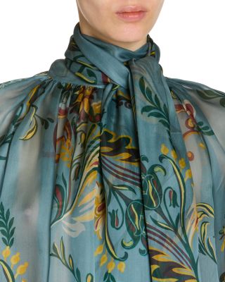 Silk Printed Scarf Neck Blouse