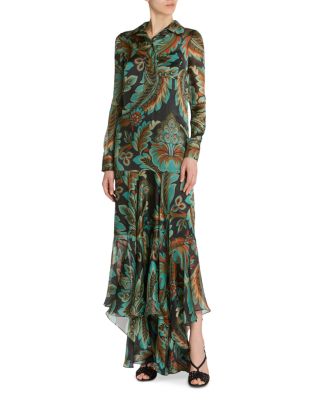 Silk Printed Maxi Shirtdress