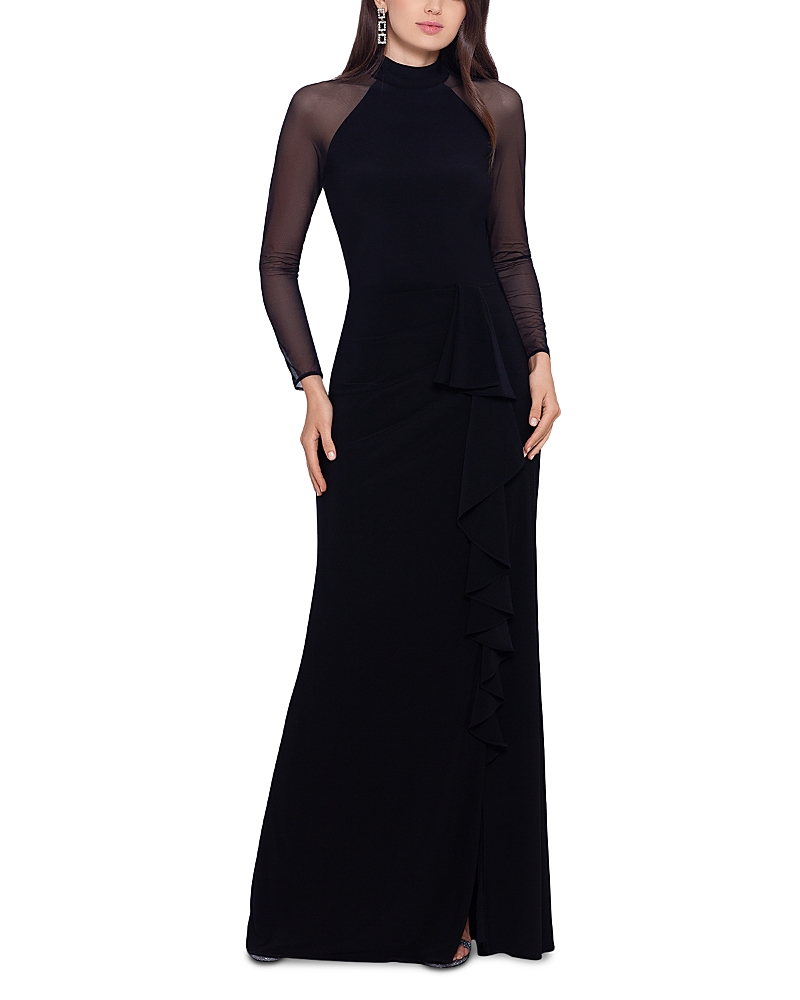 Aqua Drape Detail Gown - Exclusive In Black