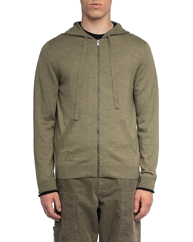 Zadig & Voltaire Clash We Double Cuff Wool Hoodie In Green