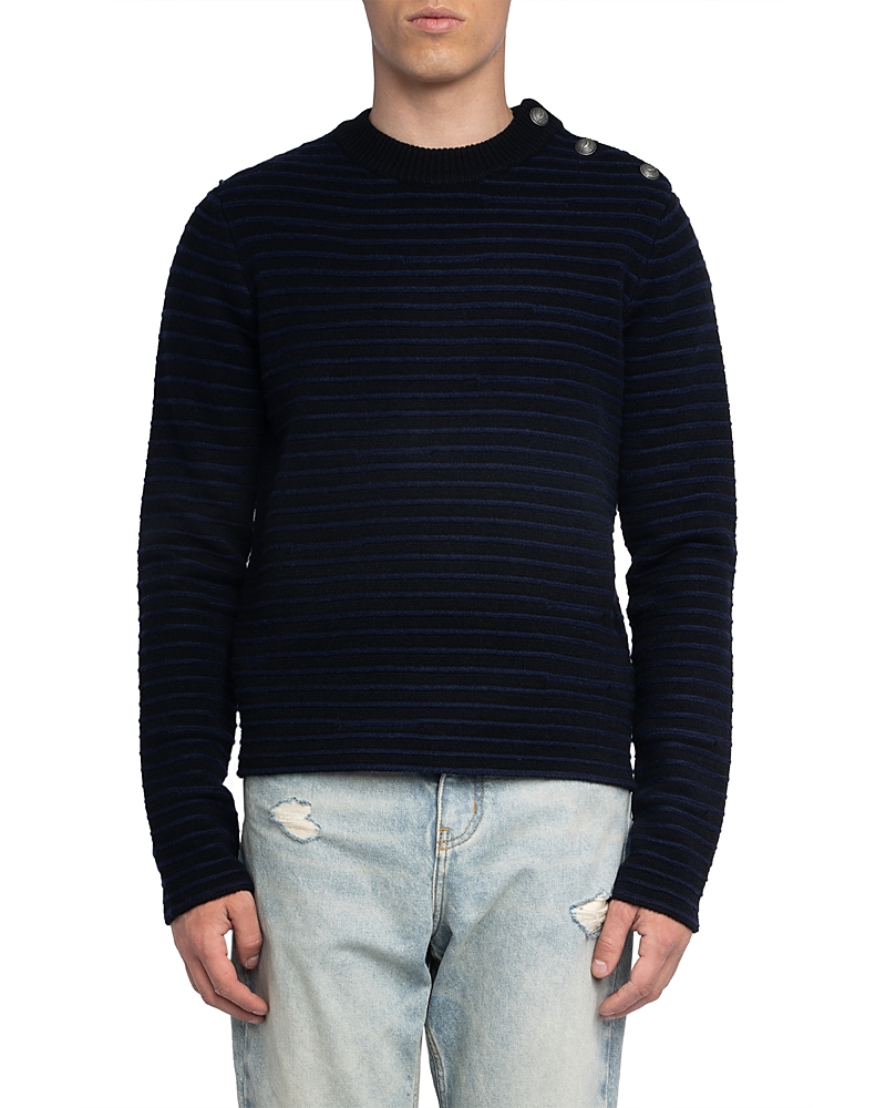 Zadig & Voltaire Spike Lc Stripes Wool Blend Sweater In Black