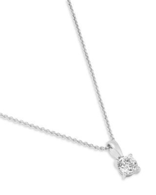 Certified Diamond Colorless Solitaire Pendant Necklace in 18K White Gold, 0.5 tcw