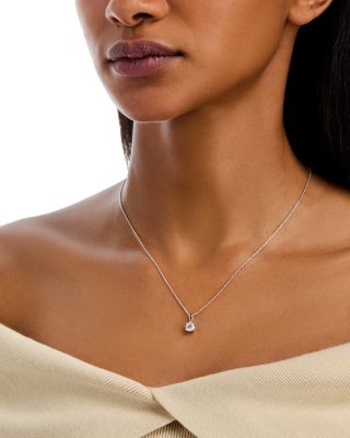 Diamond Colorless Solitaire Pendant Necklace in 18K White Gold, 0.75 tcw