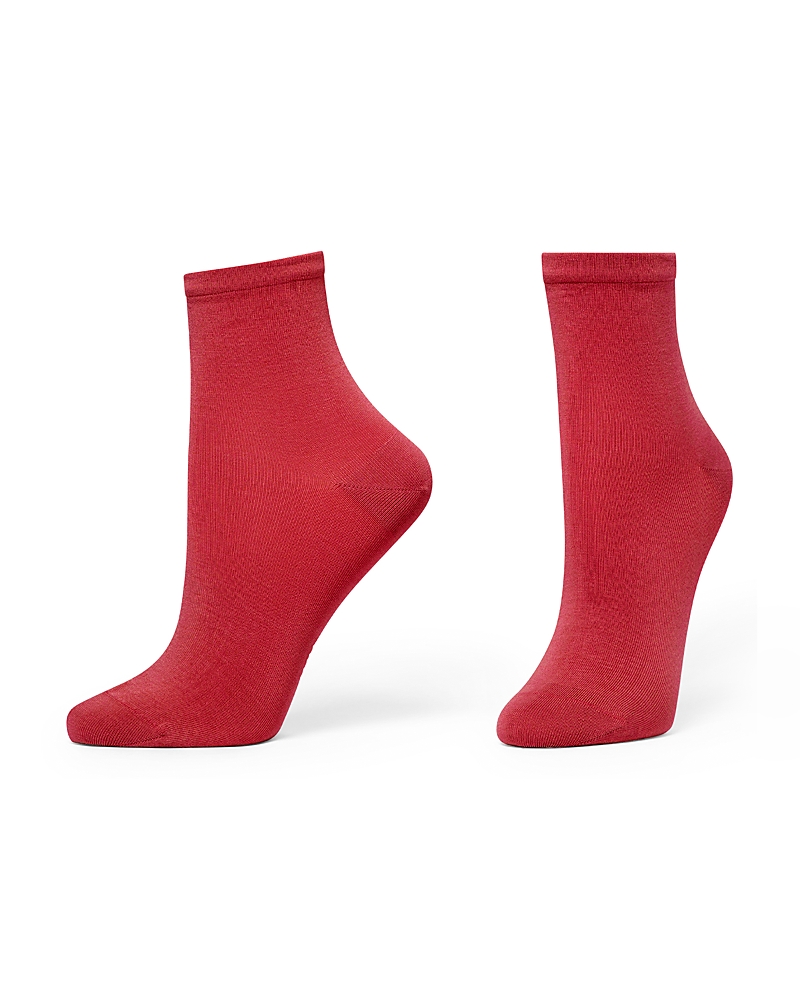 Hue Sleek Lightweight Crew Socks In Red