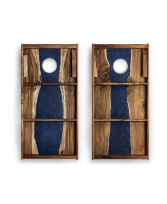 2ft x 4ft River Epoxy Resin with Live Edge Acacia Pathfinder ART Cornhole Boards