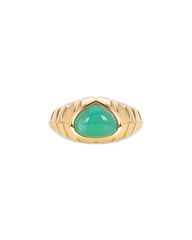 Marina B Timo Cabochon Chrysoprase Ring In 18k Yellow Gold In Gold