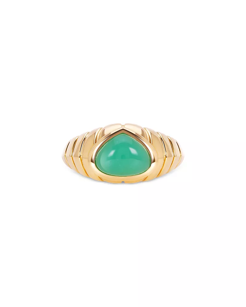 Marina B Timo Cabochon Chrysoprase Ring in 18K Yellow Gold