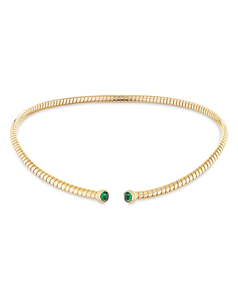 Marina B Trisolina Emerald & Diamond Collar Necklace In 18k Yellow Gold In Gold