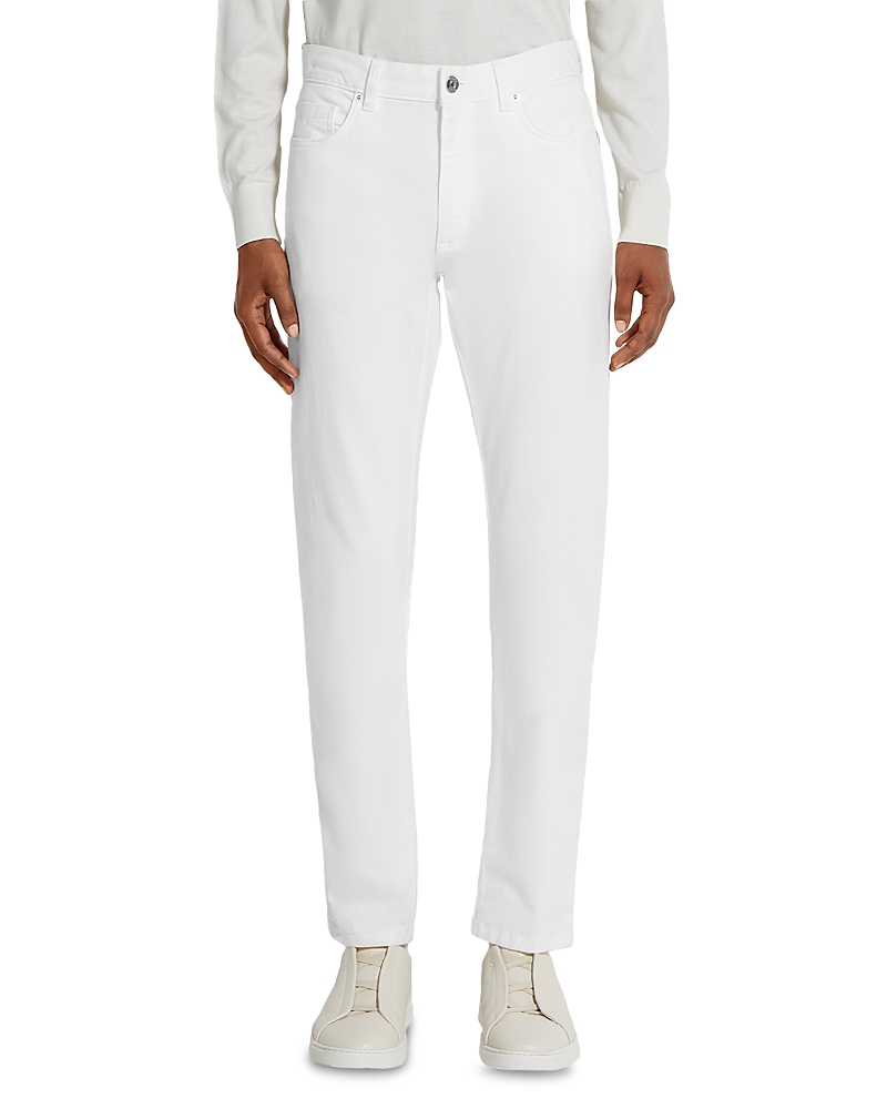 Zegna Roccia Stretch Slim Fit Jeans In White In White