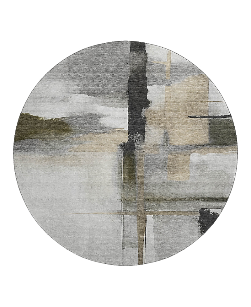 Dalyn Rug Company Dalyn Ravenna Washable Rn9 Round Area Rug, 8' X 8' In Gray