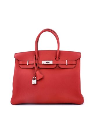 Pre-Owned HERMÈS - Birkin 35 Handbag Red Togo with Palladium Hardware