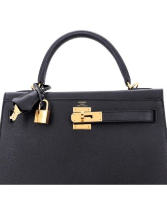 Kelly 28 Handbag Black Epsom with Gold Hardware