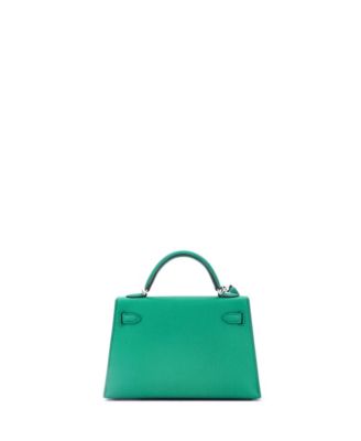 Kelly 20 Handbag Green Epsom with Palladium Hardware