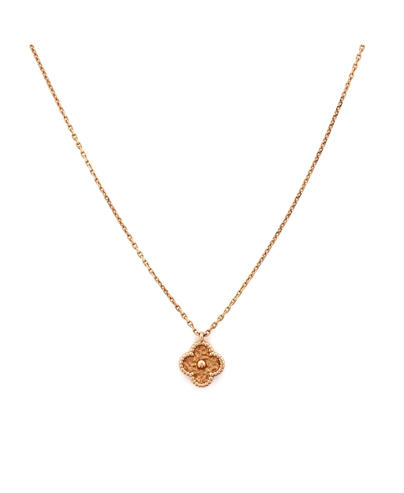Pre-owned Pre-owned Van Cleef & Arpels Van Cleef & Arpels Sweet Alhambra Pendant Necklace 18k Rose Gold In Pink
