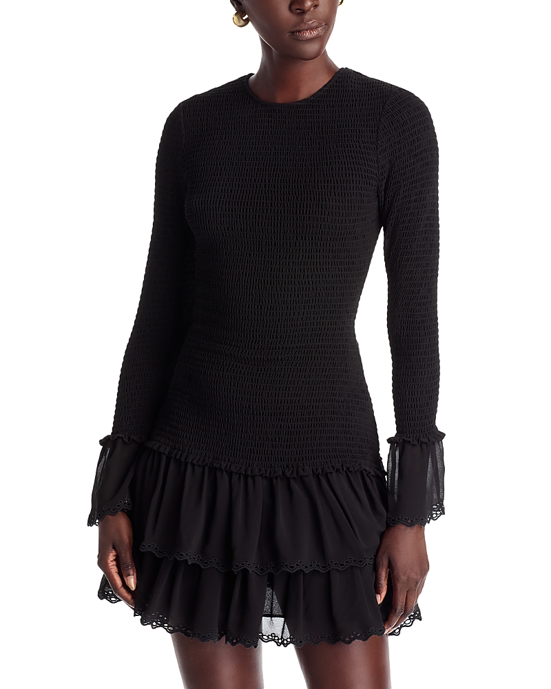 Michael Kors Michael Smocked Mini Dress In Black