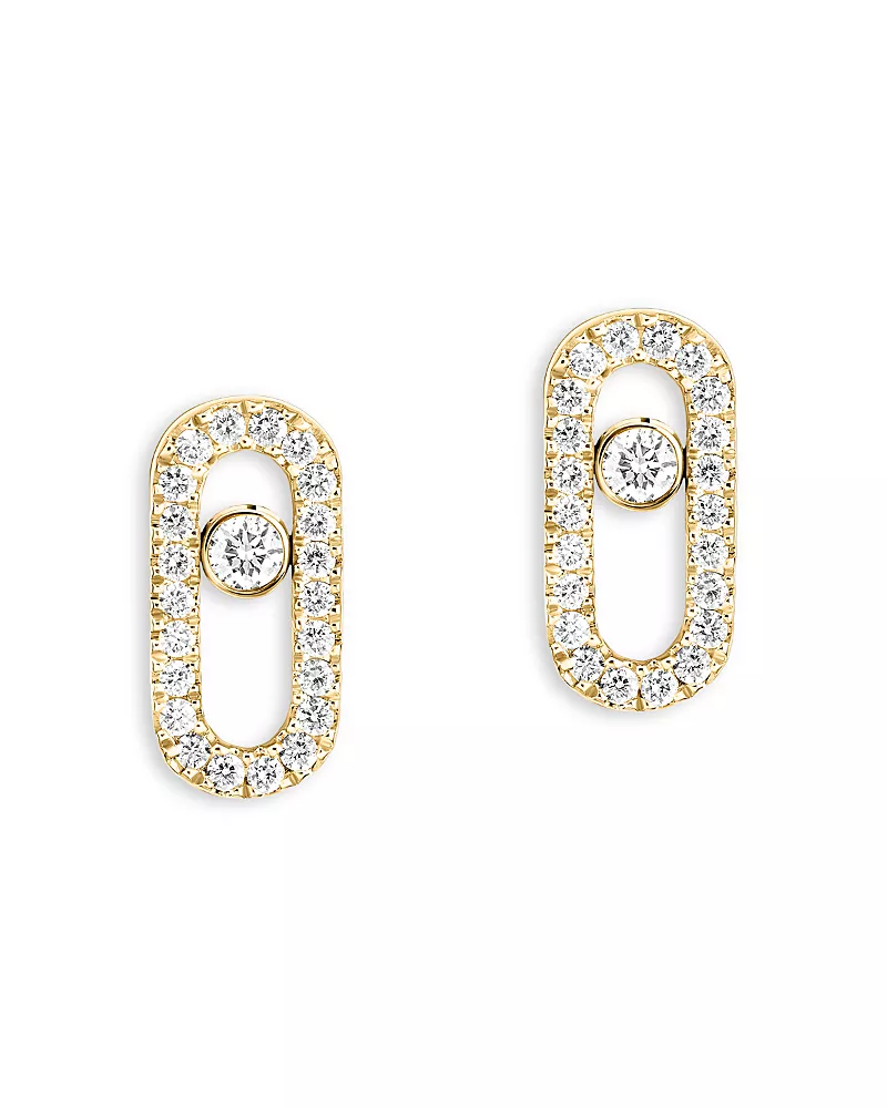 Messika Diamond Move Uno Pave Stud Earrings in 18K Gold, 0.16 tcw
