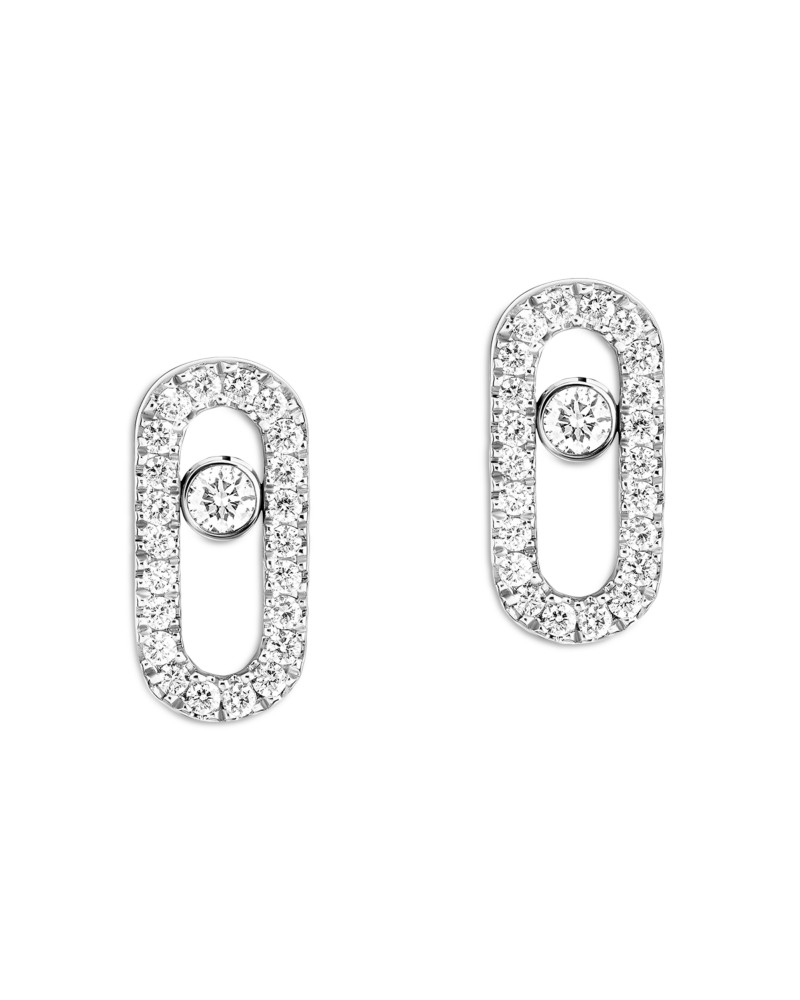 Messika Diamond Move Uno Pave Stud Earrings in 18K Gold, 0.16 tcw in White Gold